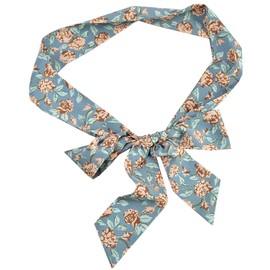 NIDMIDO Women Floral Knotted Waist Skinny Scarf Belt,Jeans Dress Ribbon Scarf Sash Belts,Vintage Tie Bag Chiffon Belt Accessories (Blue)