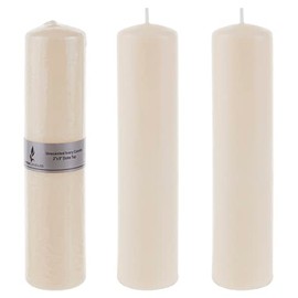 Mega Candles 3 pcs Unscented Ivory Round Pillar Candle, Pressed Premium Wax Candles 2 Inch x 9 Inch, Home Décor, Wedding Receptions, Baby Showers, Birthdays, Celebrations, Party Favors & More