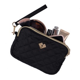 LuckyLy Bolsa de Mano para Mujer con Muñequera tipo Clutch, Ligera, Repelente al Agua y con Múltiples Compartimentos, Ideal como Bolsa para Celular, Cartera Dama y Neceser – Modelo Gaby, Color Negro