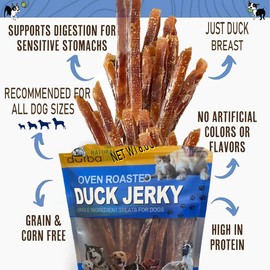 Duck Jerky Dogs Chewy Training Treats Food | Oven Roasted Snacks | Easy Chew & Digest (6.0oz, Shredded Duck Jerky)