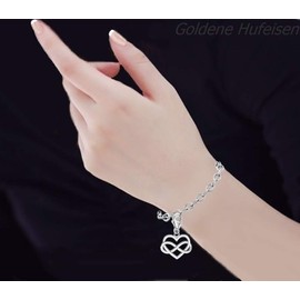 Goldene Hufeisen Infinity Heart Charm 925 Sterling Silver Pendant for Women Girls Gift Idea, Sterling Silver Cubic Zirconia, No Gemstone