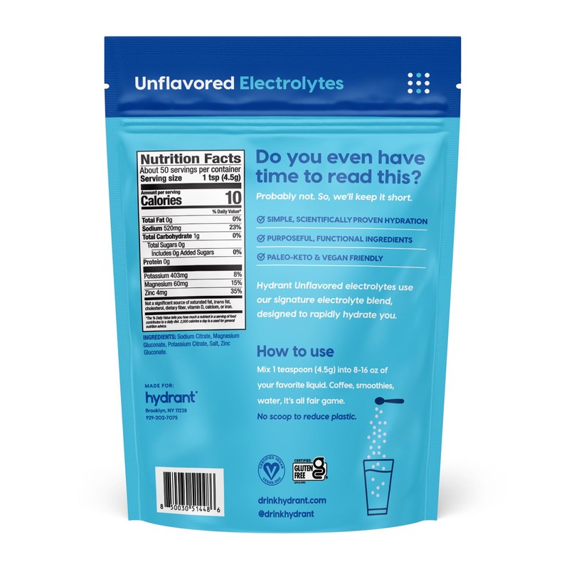 Hydrant - Bulk Hydration Powder, Unflavored, 50 Servings Fast Acting