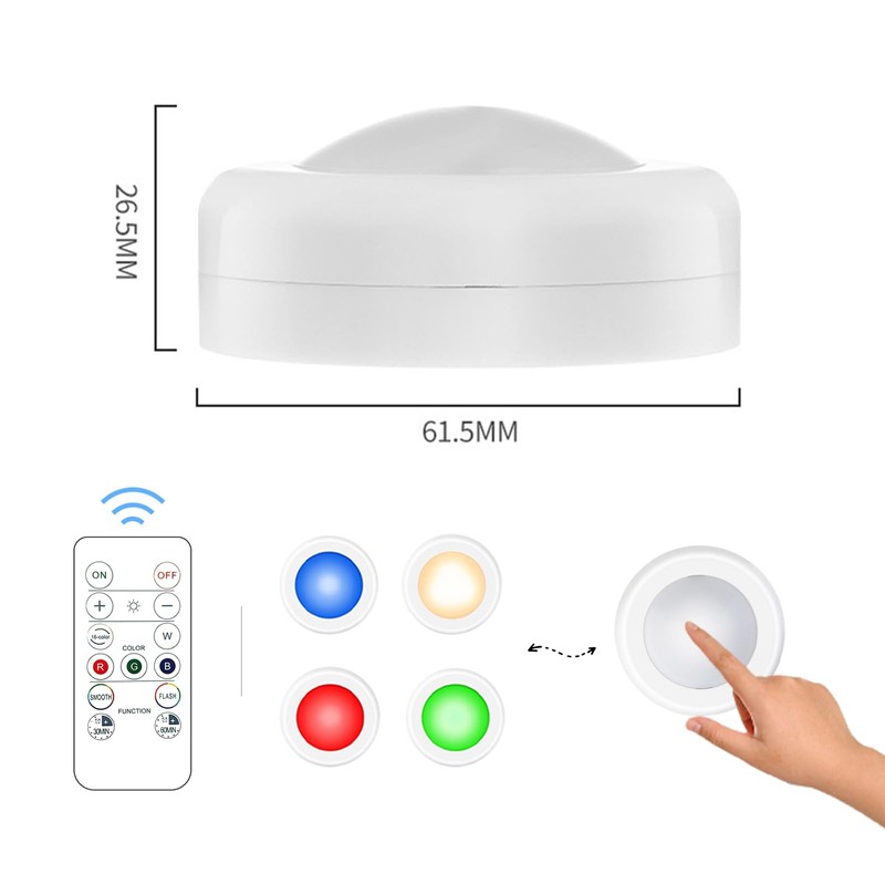 LED Puck Lights with Remote Control, 16 Color Changeable Under