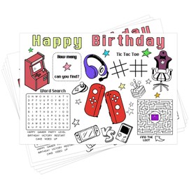 DEANHOT Party Gamer Coloring Cards, Video Game Party Supplies,DIY Party Decor and Birthday Games for Boys and Girls, Creative Console Themed Parties Games Drawing Pape,15 Sheets 12x8 Inch