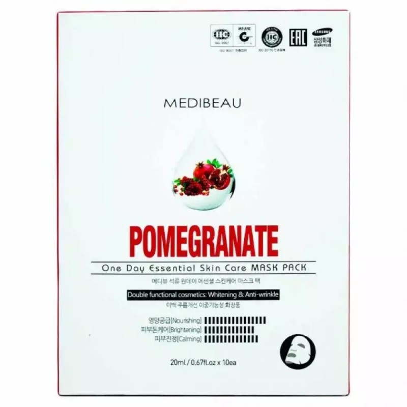Mediheal 원데이 메디뷰 스킨케어 마스크팩 20ml-석류 10매입 에센셜 One Day