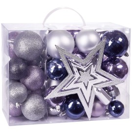 Brubaker, 50-Piece Christmas Baubles Set With Tree Topper - Artificial Christmas Decorations