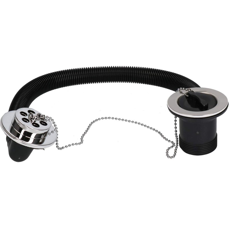 1-1/2" (38mm) Chrome Bath Waste Drain & Overflow with Rubber