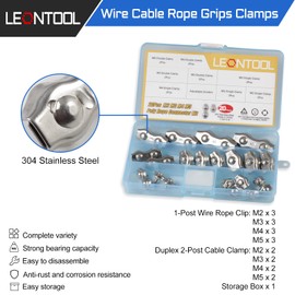 LEONTOOL 20 Pcs Poly Rope Connector Clamp 304 Stainless Steel Duplex Wire Rope Clip Cable Clamp 1-Post Wire Rope Clip for Electric Wire Fences Connection