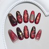 Mkwntg 24Pcs Red Black French Tip Press on Nails Medium