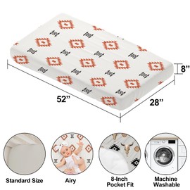 4 Pack Western Cowboy Crib Sheet Set for Baby Boy, Soft Breathable Fitted Crib Sheet 28 x 52 in, Aztec Nursery Decor for Standard Crib and Toddler Bed Mattresses