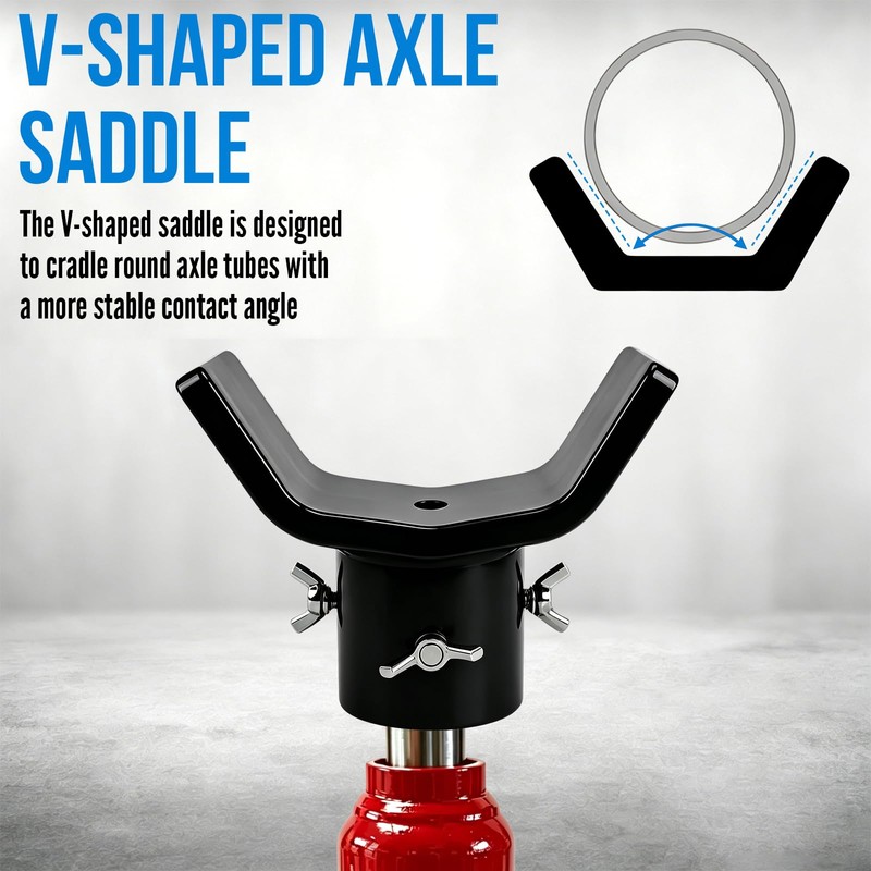 Bottle Jack Adapter,V-Shaped Axle Saddle, Adjustable Bolts (Black