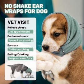 LEOTRAG Dog Calming Hoodie, No Shake Ear Wraps for Dogs, Adjustable Dog Ear Muffs for Noise Protection, Ear Wrap Head Cover for Head Warp Anxiety Relief, Hematoma, Grooming and Force Drying