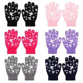 QKURT 6 Pairs Kids Knit Gloves, Thermal Children Gloves Winter Magic Gloves Stretchy Colourful Gloves Full Finger Gloves