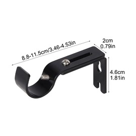 Amusingtao 4 Pcs Curtain Pole Brackets, Adjustable, Thickened, Not Rust, for Hang Curtain Rods, Door Curtainrods, Clothes Drying Rods (Black)