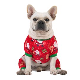 CuteBone Small Dogs Christmas Outfit Soft Puppy Onesies Pjs Dog Pajamas Pet Coat Cat Apparel Comfy Doggie Jumpsuit Bodysuit for All Seasons P135XL