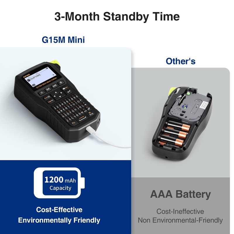 SUPVAN G15M Mini Portable Label Maker Machine with Heat Shrink
