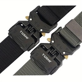 SANHIGHEND Men Tactical Belt,Quick Release Tactical Belt,Elastic Stretch 1.5" Web Work Belts,Adjustable Nylon Waist Webbing for Work Outdoor Army Policemen Casual Using (Gray)