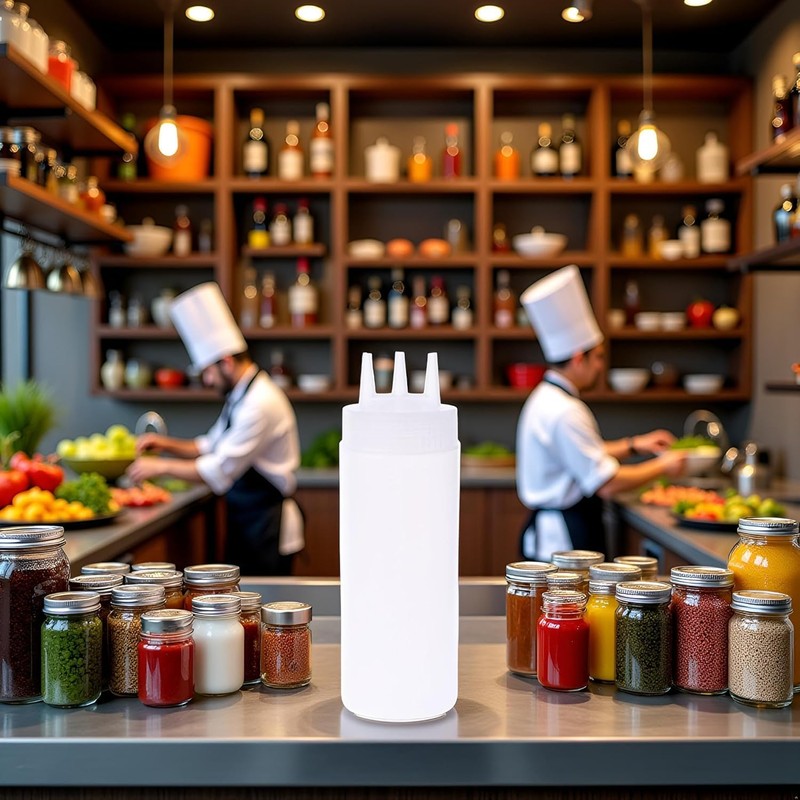 Dwang White Squeeze Bottle,3 Hole Squeeze Bottle Condiment Dispenser Sauce