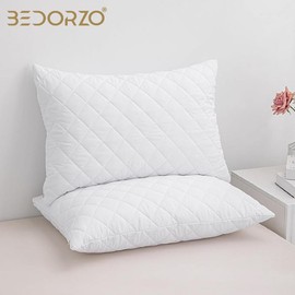 Bedorzo® Waterproof Pillow Protector 2 Pack Soft Hypoallergenic Breathable Protector for Enhanced Pillow Protection 50 x 75 cm