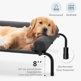 WESTERN HOME WESTERN HOME Cooling Elevated Dog Bed for Large Dogs, Portable Indoor & Outdoor Raised Dog Bed with Breathable Mesh, Chew Proof Pet Hammock Cots with Removable and Waterproof Bolsters