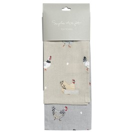 Sophie Allport - Lay A Little Egg Tea Towels, Set of 2, 100% Cotton, 45cm x 65cm, Home Kitchen Towel with Hanging Loop