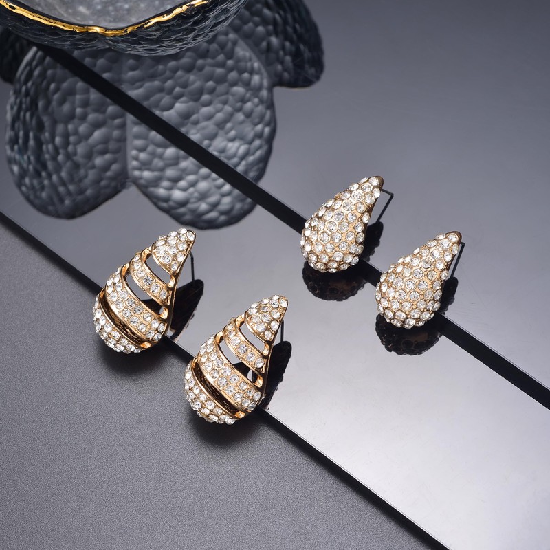 2 Pairs Hoop Earrings for Women, Lightweight Hollow Gold Hoops.