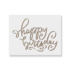 Happy Birthday Script Stencil - Reusable Stencils for Painting - Create DIY Happy Birthday Script Home Decor