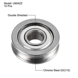 sourcing map U604ZZ Deep U Groove Ball Bearing 4 x 13 x 4 mm Double Metal Shielded (GCr15) Chrome Steel Bearing Pack of 12