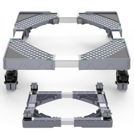 HQO LOVL Mini Fridge Stand with 4 Locking Wheels 15.7"-23.6" Adjustable Dolly Washing Machine Stand Universal Stand Base for Furniture Portable Refrigerator Dryer Stand (Grey)