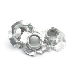 binifiMux M6 x 8mm T Nuts w/Zinc Plated 4 Pronged Tee Nut Inserted in Wood Furniture, Pack of 25