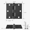 3 Pack Door Hinges 3.5 Inch with Square Corner, Matte