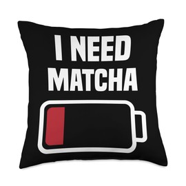 Matcha Design Love Green Tea Japan Funny Humor Outfit Love Matcha Powder Lover Throw Pillow, 18x18, Multicolor