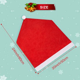 26 Pieces Christmas Santa Hat Covers, Include 6 Pieces Santa Hat Chair Covers Chair Back Covers and 20 Pieces Santa Hats Silverware Holders Wine Bottle Cover for Xmas Festive Party Table Decoration