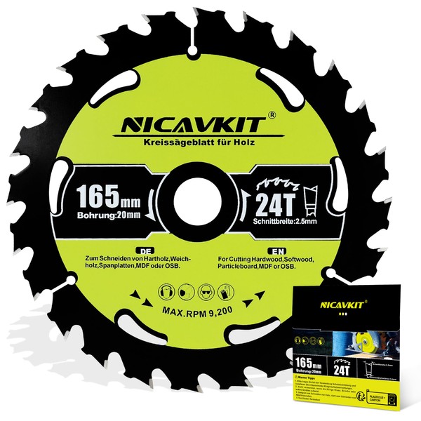 NICAVKIT Diameter 165 x 20 mm Circular Saw Blade for