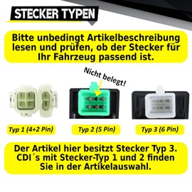 Area1 Tuning CDI ignition unit, unthrottled, adjustable, analogue, 50/125/150 ccm, GY6 China, 4-stroke 4+2 pin, compatible with AGM BT49QT (Type 3 (6 pin) unthrottled)