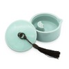 Sumiike Celadon Round Inkstone, Calligraphy Liquid, For Kanji (Medium) Brush
