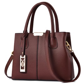 CHICAROUSAL - Bolsos y bolsos para mujer, bandolera de piel para mujer, marrón burdeos, M