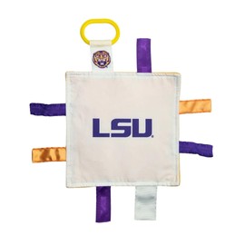 Louisiana State University Crinkle Learning Lovey Sensory Plush Blanket - Tag Toys for Babies - Baby Stroller Toys - Sports Team Pride MVP Registry Gift w/Stroller Clip (8 x 8 Tag Toy)…