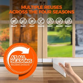 Holikme Reusable Door Draft Stopper 41 inch, Door Stoppers for Bottom of Door, Weather Stripping Door Seal, Strong Adhesive Under Door Draft Blocker for Interior & Exterior Doors, White