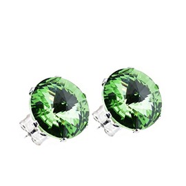 pewterhooter London Collection Women's Sterling Silver Sparkling Peridot Green Stud Earrings.