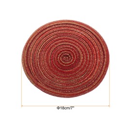 sourcing map 6pcs Round Braided Placemats 7" Non-Slip Round Table Mats for Dining Tables Washable Heat Insulation Woven Placemats Indoor Outdoor for Family Holiday Dinner, Red