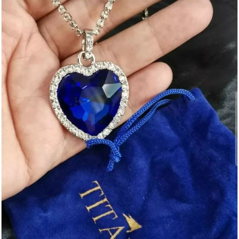 Dtup Collar Titanic Corazón + Estuche Azul + Bolsita Titanic