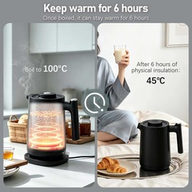 HoJang Small Electric Kettle 0.8L, 800W 6H Physical Insulation, Airtight
