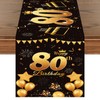 80th Birthday Table Runner Black Gold 72 Inch Long Happy