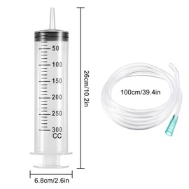 winbest Large Syringe, 300ml Plastic Syringe, Reusable Liquid Syringe with Tube and Catheter, Large Capacity Syringe for Laboratory Measuring, Garden, Industry