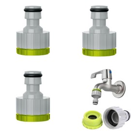 Heanvmyss Hose Tap Connector,3 Pcs Universal Plastic Tap Connector Fitting for 3/4 inch and 1/2 inch 2 in 1 Threaded Faucet Adapter for Garden Kitchen Outdoor Pipe