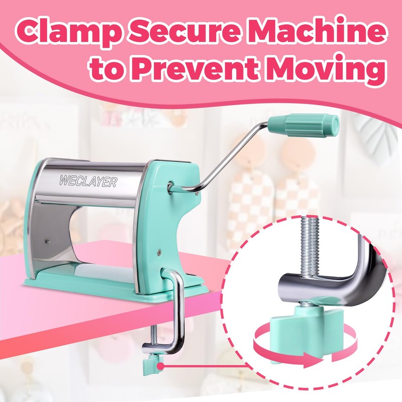 Polymer Clay Press Machine,Clay Roller Machine,Includes Non-Stick Sheets,Gloves,Clamp and Hand