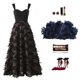 LA HUATE Women's Satin Flowers Evening Clutch Elegant Party Prom Wedding Purse Chain Crossbody Shoulder Bag