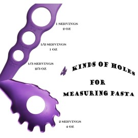 4 -in -1 Large Measure Portion Control/Nylon Spaghetti Spoon/Spoon Strainer/Spaghetti Measurer Tool Quick Pasta Measuring Tool With 3 Different Sizes Measuring Holes,For Kitchen Cooking Tool 【PURPLE】