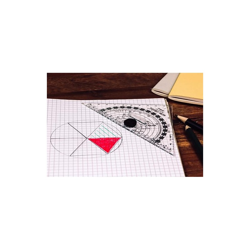 KUM AZ209.12.16-T Geometry Triangle and Compass 16 cm, Transparent, Pack